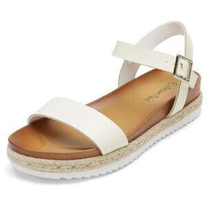 DREAM PAIRS Women’s Open Toe Ankle Strap Espadrille Platform Buckle Sandal WHITE